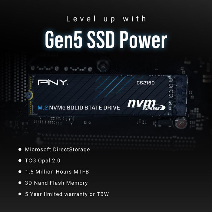 PNY CS2150 M.2 2280 1TB PCI-Express 5.0 x4 3D NAND Internal Solid State Drive (SSD) M280CS2150-1TB-TB