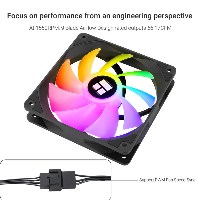 Thermalright TL-C12C-S X5 CPU Fan 120mm ARGB Case Cooler Fan, 4pin PWM Silent Computer with S-FDB Bearing Included, up to 1550RPM Cooling Fan（5 Quantities）