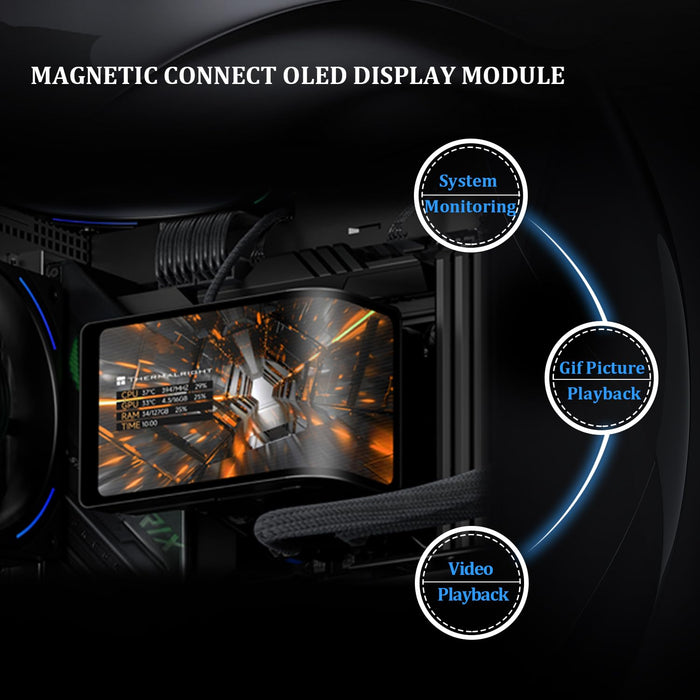 Thermalright Wonder Vision 360 Turbo ARGB Black AIO CPU Cooling,CPU Water Cooler System,6.67inch Curved Screen with 2400x1080 Resolution,for AM4/AM5,LGA1851/1700,7:3 Visual Scale Screen Ratio for 3D