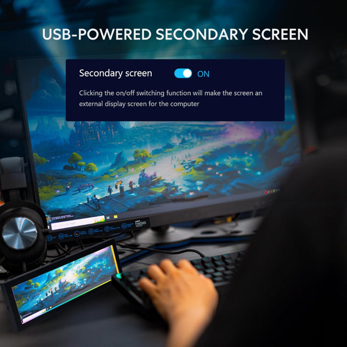 Lian Li 8.8" Universal Screen for PC - Adjustable Mounting for Any Computer Setup - Customizable ARGB Frame - PC Temperature Display Panel - LCD Screen Display - Mini Monitor - SM088X (US88 v1 Black)